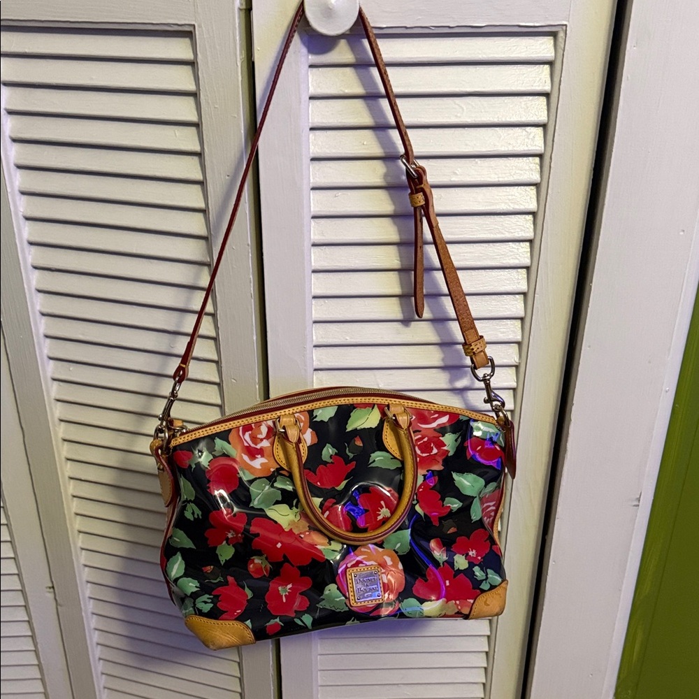 Dooney & Bourke Black and Red Floral Shoulder Bag